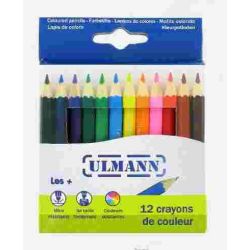 Crayon Couleur ULMANN - (Mini 9 cm) - Pochette de 12 couleurs - Z