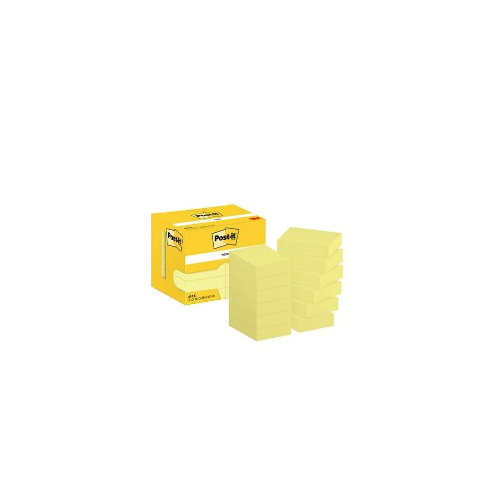 Bloc reposit. 38 x 51mm - POST-IT - JAUNE - 100f - Par 12 //