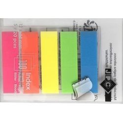 Index Marque-page Fluo - 12 x 44mm - Lot de 100 - 5 couleurs //