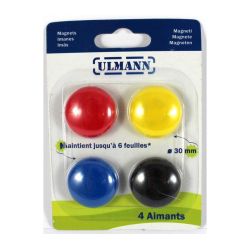 Aimants de diamètre 30mm, Force 600g - Assortis - Par 4 - Z