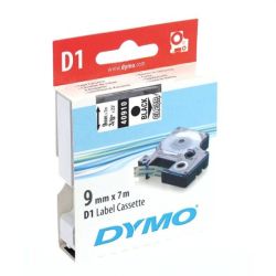 Ruban DYMO D1 - 09mm Noir/transparent pour titreuse - 40910 (7 m) //