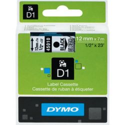 Ruban DYMO D1 - 12mm Noir/transparent pour titreuse - 45010 (7 m) //