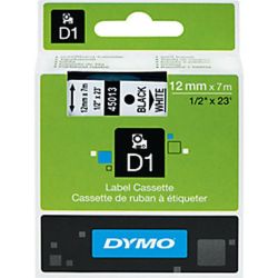 Ruban DYMO D1 - 12mm Noir/Blanc pour titreuse - 45013 (7 m) //