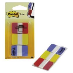 Index POST-IT Rigides - Lot de 3 x 22 index  ROUGE, JAUNE, BLEU //