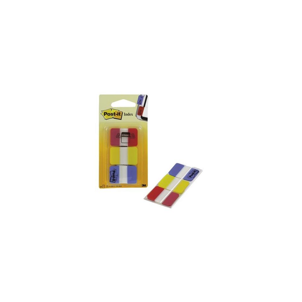 Index POST-IT Rigides - Lot de 3 x 22 index  ROUGE, JAUNE, BLEU //