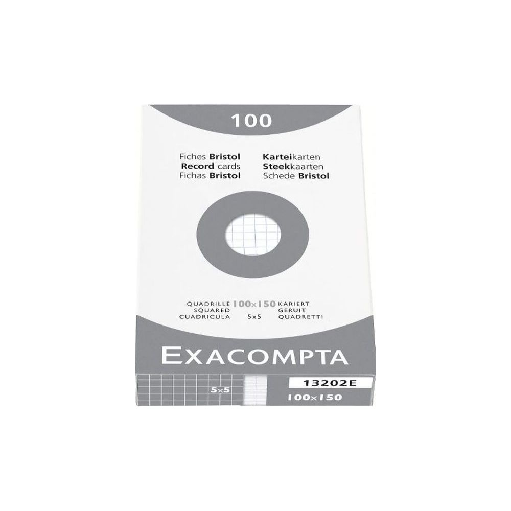 Fiches Bristol 10 x 15cm 205g 5 x 5 100 f -BLANC EXACOMPTA //