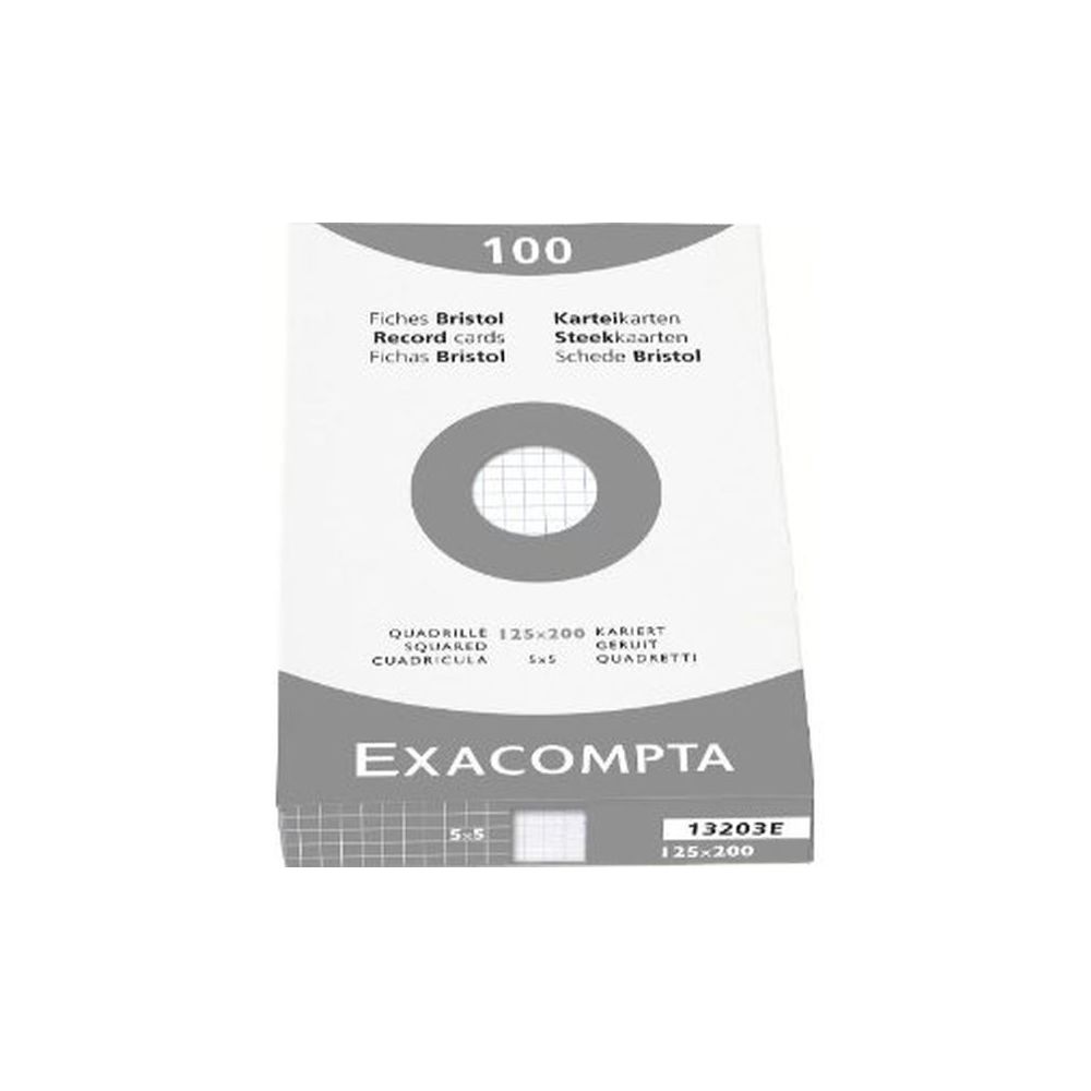 Fiches Bristol 12.5 x 20cm 205g 5 x 5 100f BLANC EXACOMPTA //