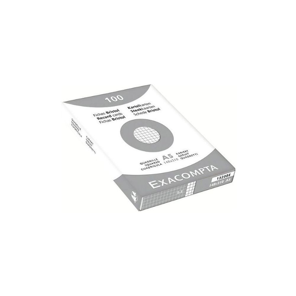 Fiches Bristol - A5 - 205g - 5x5 - 100f - EXACOMPTA - BLANC //