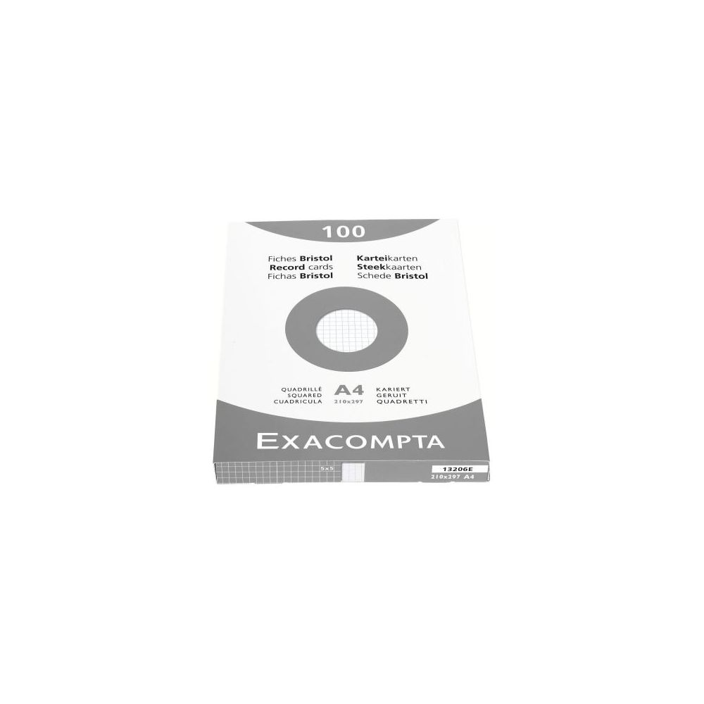 Fiches Bristol - A4 - 205g - 5x5 - 100f - EXACOMPTA - BLANC //