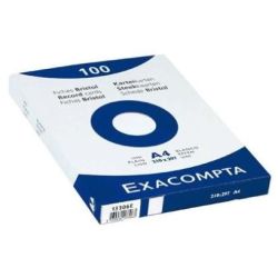 Fiches Bristol - A4 - 205g - UNI - 100f - EXACOMPTA - BLANC //