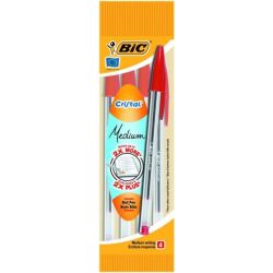 Stylo Bille BIC CRISTAL - 1mm - ROUGE ( x4) - 8308611 (Blister) - Z