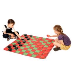 Jeu de dames Géant - Tapis 1x1m - 30 pièces de 8 cm de diamètre