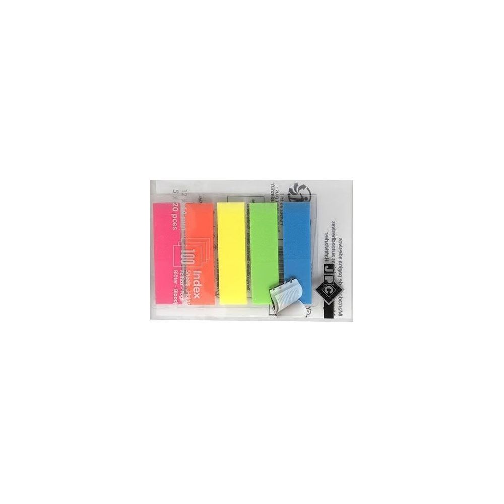 Index Marque-page Fluo - 12 x 44mm - Lot de 100 - 5 couleurs //