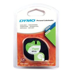 Ruban DYMO LETRATAG - 12mm Noir/Blanc  titreuse - 91201/221 (4m) //