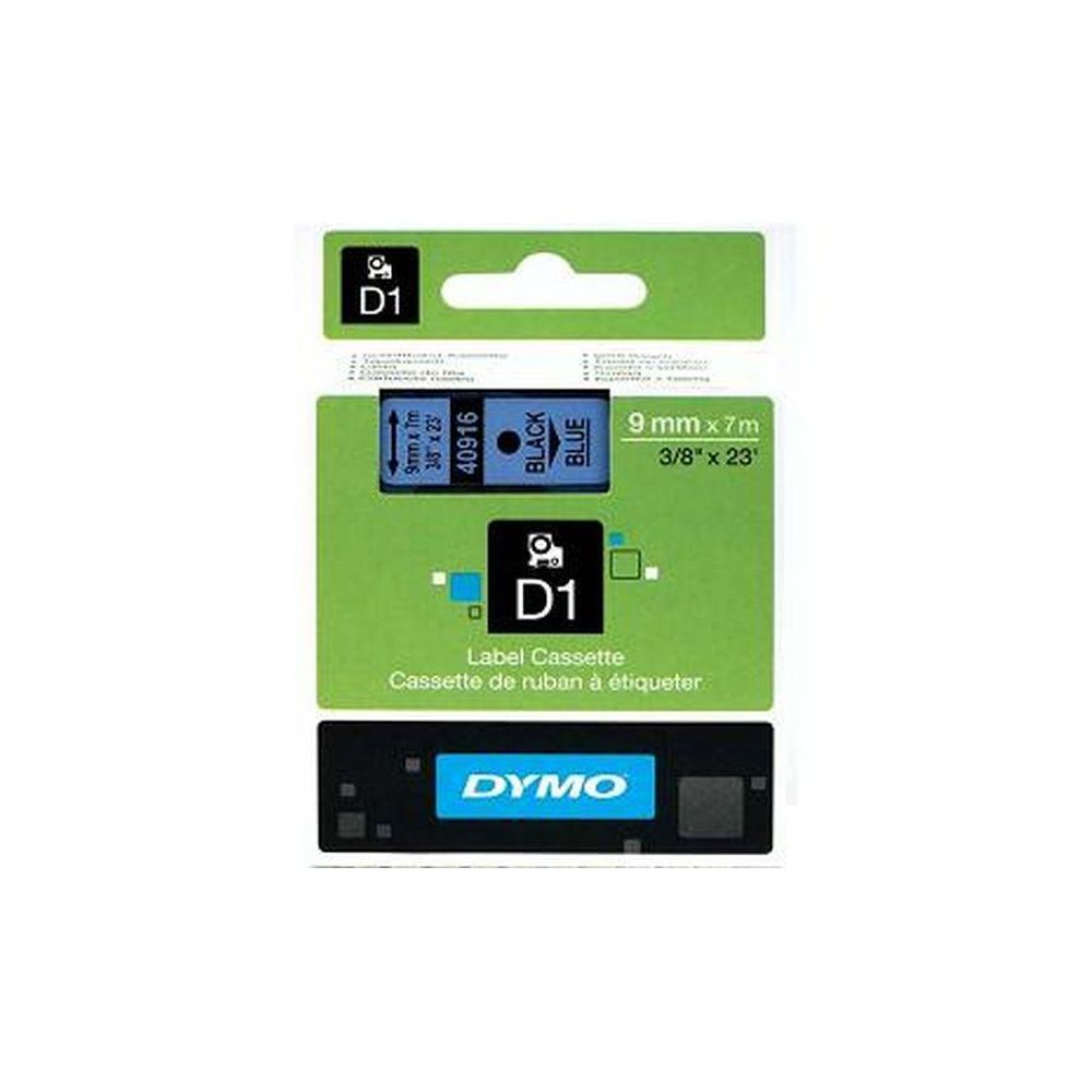 Ruban DYMO D1 - 09mm Noir/Bleu pour titreuse - 40916 (7 m) //