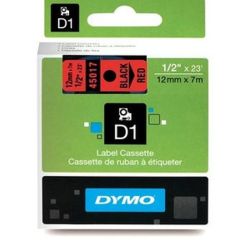 Ruban DYMO D1 - 12mm Noir/Rouge pour titreuse - 45017 (7 m) //