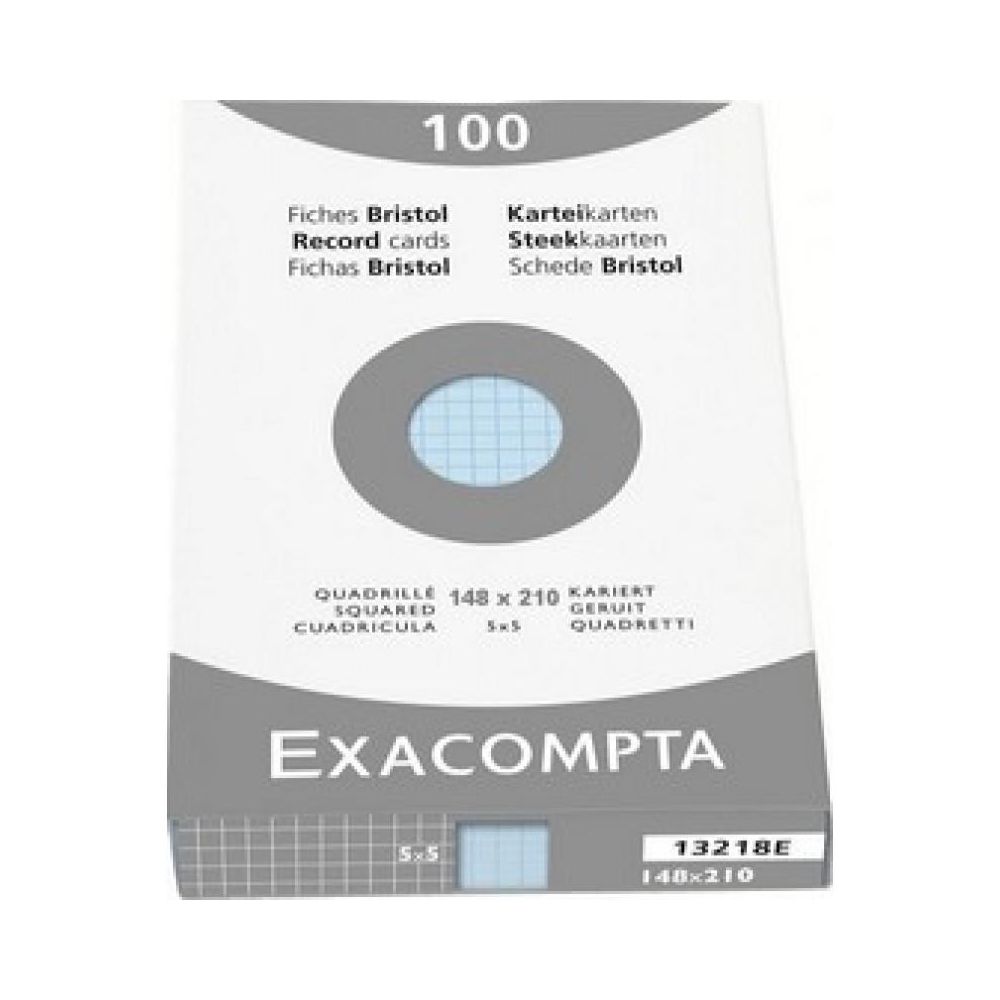 Fiches Bristol - A5 - 205g - 5x5 - 100f - EXACOMPTA - BLEU //