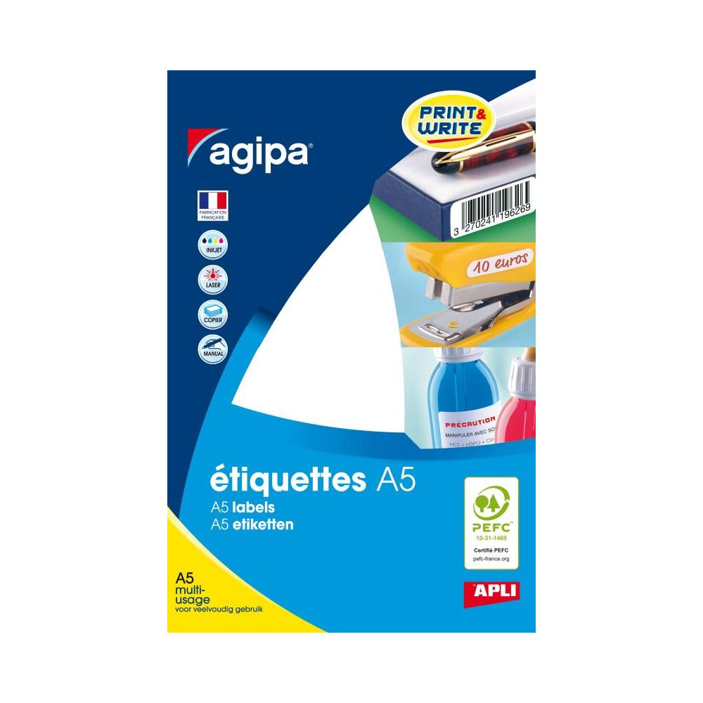 Etiquettes Multifonctions  48.5 x 38mm - 16 f. A5  AGIPA : 114013 //