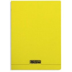 Cahier 24x32cm 5 x 5 96 p Piqûre 90g Polypro JAUNE - Z