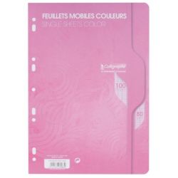 Feuillets mobiles - 80gr - A4 - Séyès - 100 pages ROSE  **