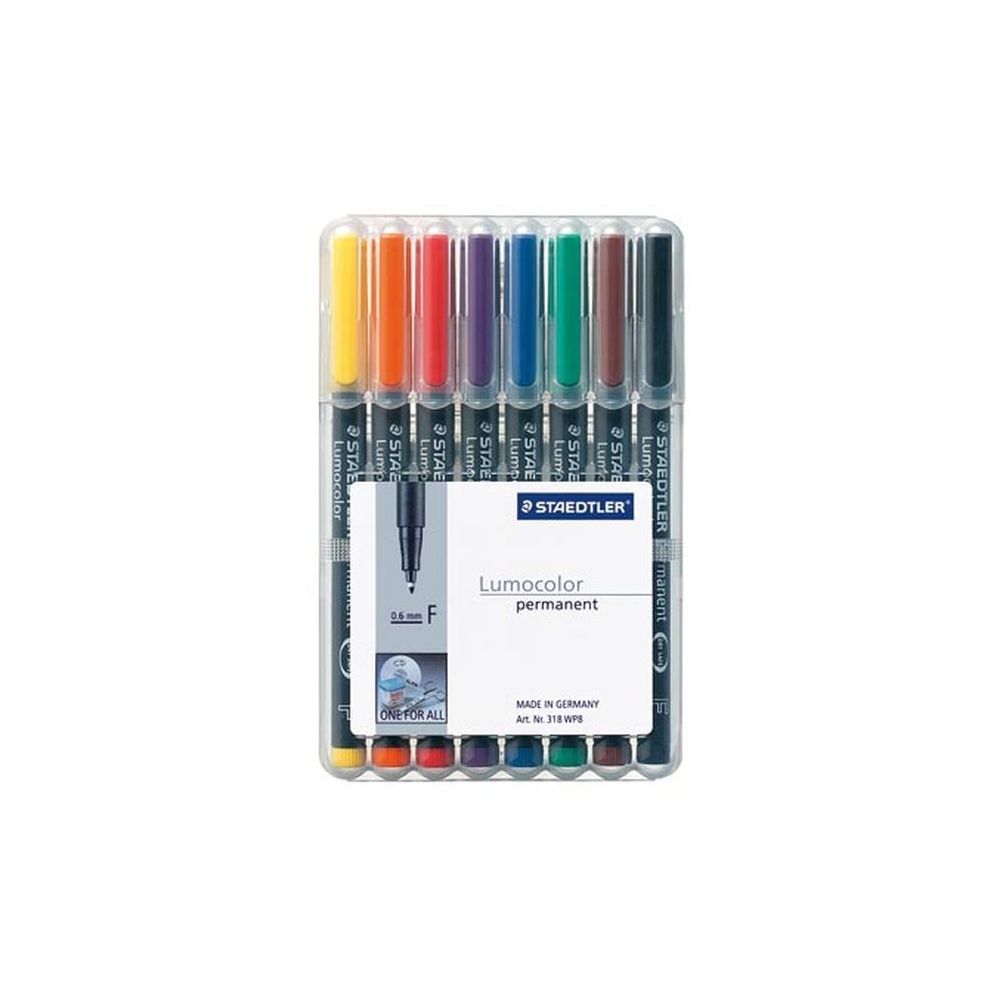 Marqueur perm. STAEDTLER OHP Lumocolor- 0.6mm - 8 COUL. 318WP8 //