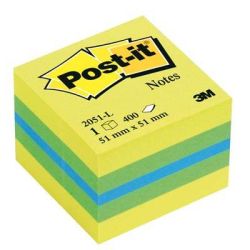 Bloc Cube reposition, 51 x 51mm - POST-IT - 400 f CITRON 3 coul- Z