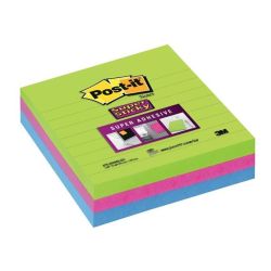 Bloc reposit. POST-IT Super Sticky 10x10cm - 3x70f - 3 COULEURS - Z