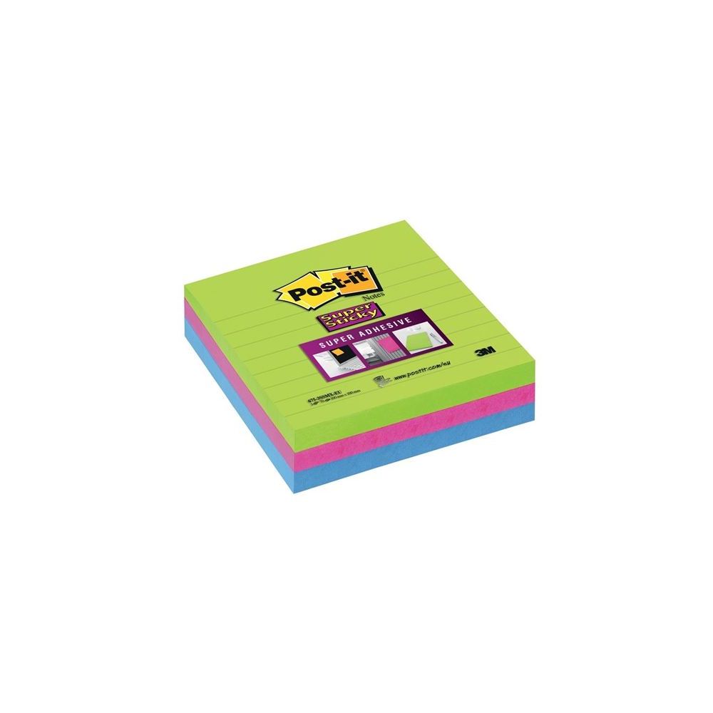 Bloc reposit. POST-IT Super Sticky 10x10cm - 3x70f - 3 COULEURS - Z