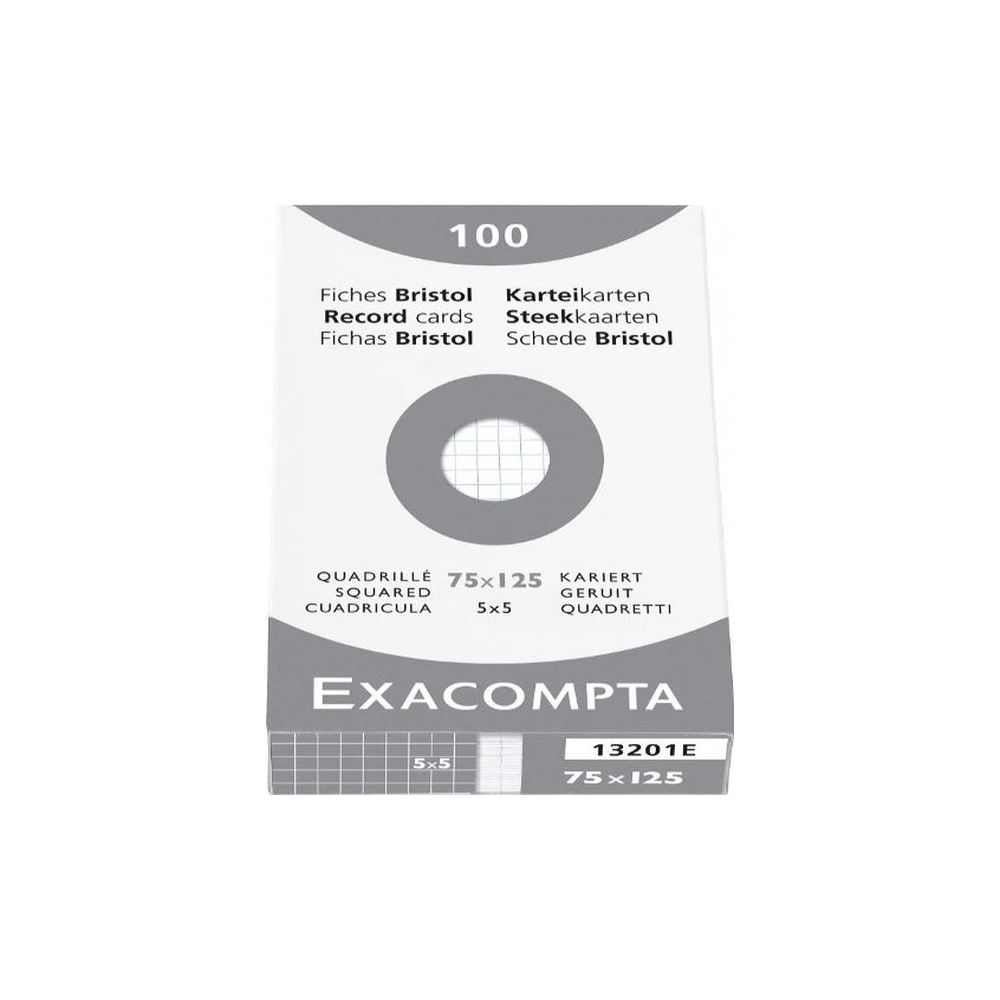 Fiches Bristol  7.5 x 12.5cm 205g 5 x 5 100 f BLANC EXACOMPTA //