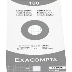 Fiches Bristol 12.5 x 20cm 205g 5 x 5 100f BLANC EXACOMPTA //