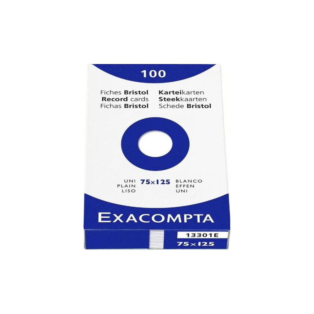 Fiches Bristol  7.5 x 12.5cm 205g Uni 100 f -BLANC EXACOMPTA //