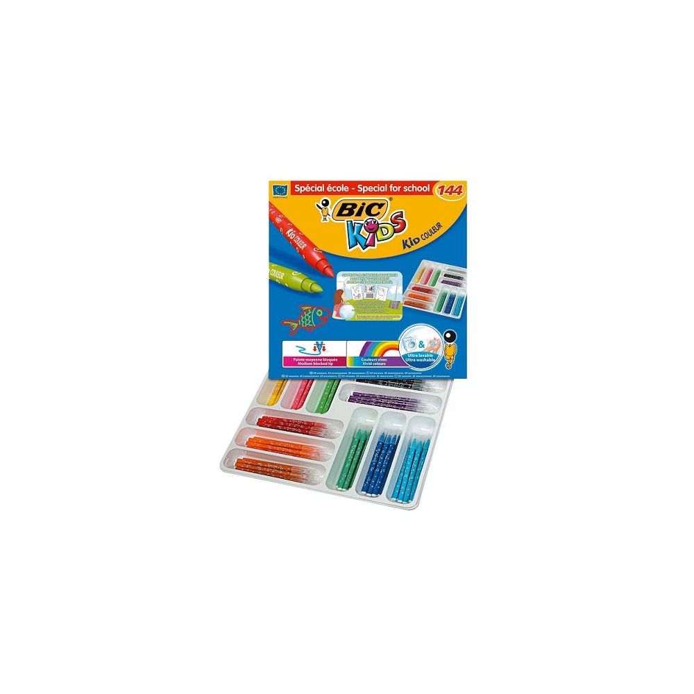 Feutre Couleur BIC KIDS Couleur Lavable -Médium Classpack 144 Coul **