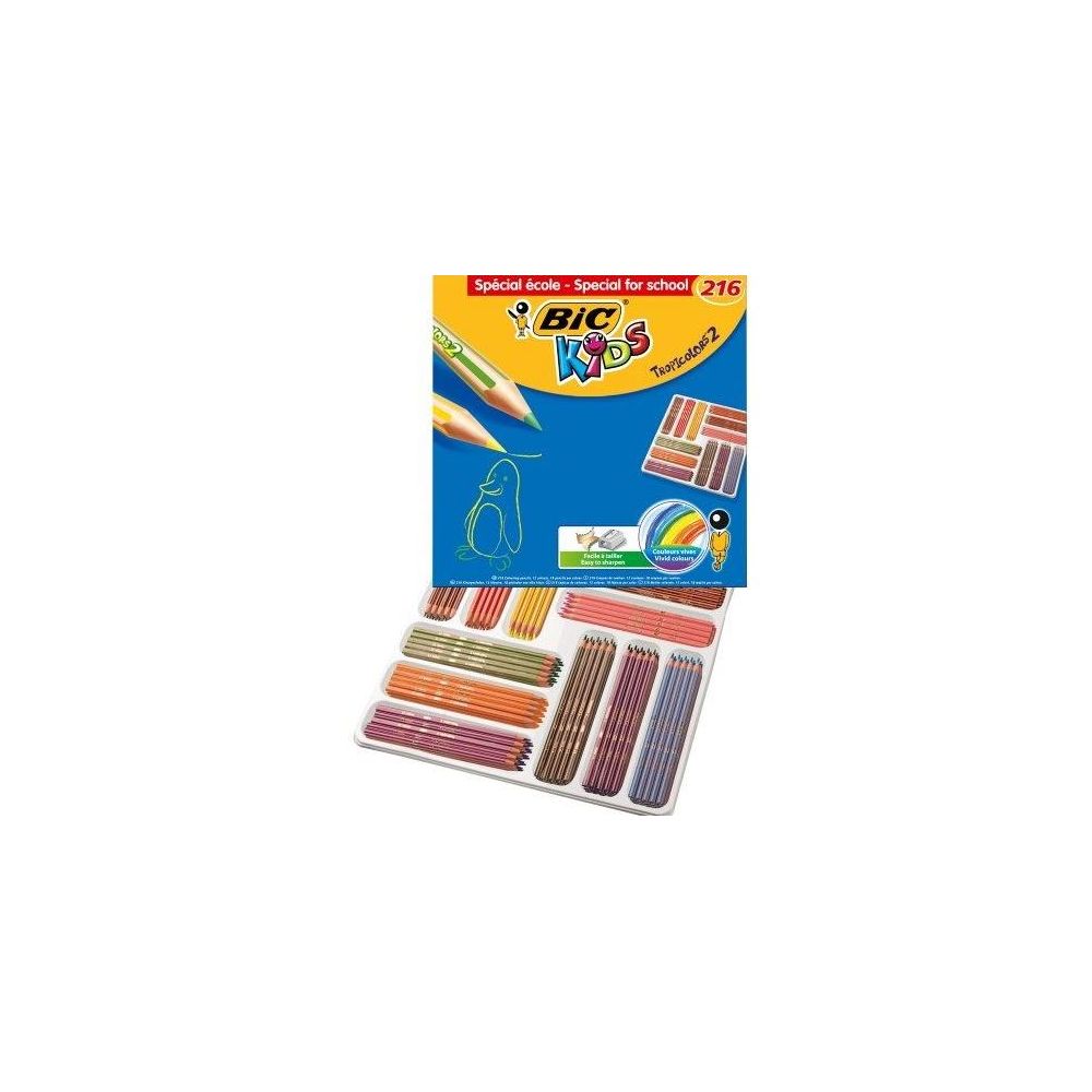 Crayon Couleur BIC KIDS TROPICOLORS 2 - Class Pack de 216 couleurs **