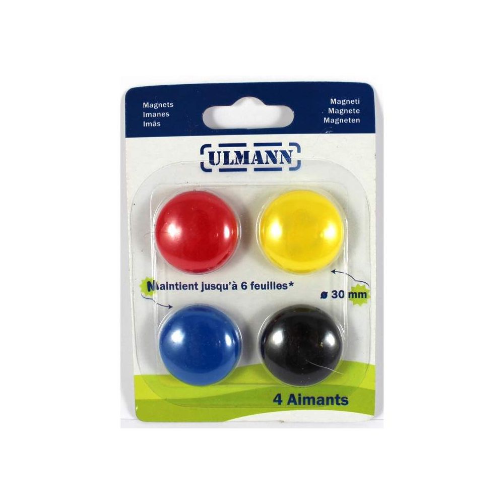 Aimants de diamètre 30mm, Force 600g - Assortis - Par 4 - Z