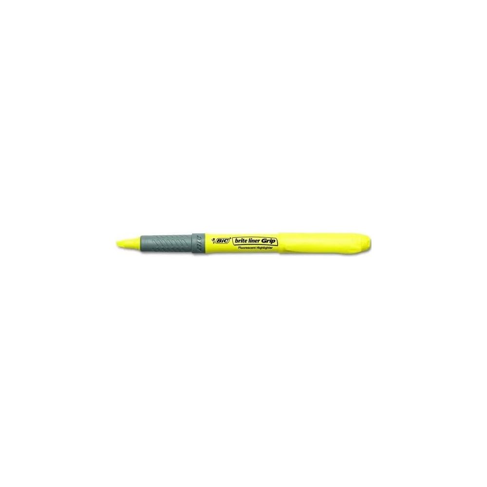 Surligneur BIC BRITE LINER Grip - Trait 1 à 3.2 mm - JAUNE FLUO **