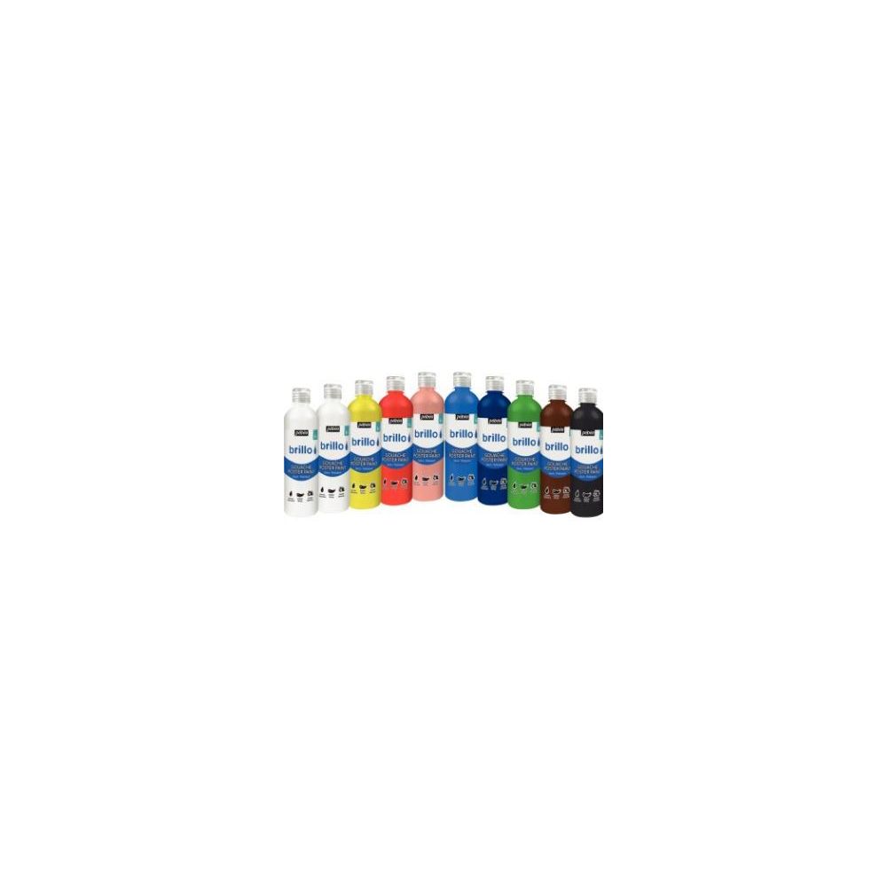 Gouache brillante BRILLO - 500ml - 10 flacons de couleurs assorties