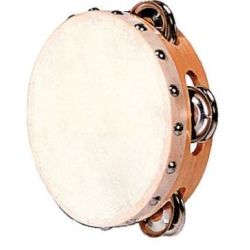 Tambourin de basque en peau naturelle + 4 paires cymbalettes