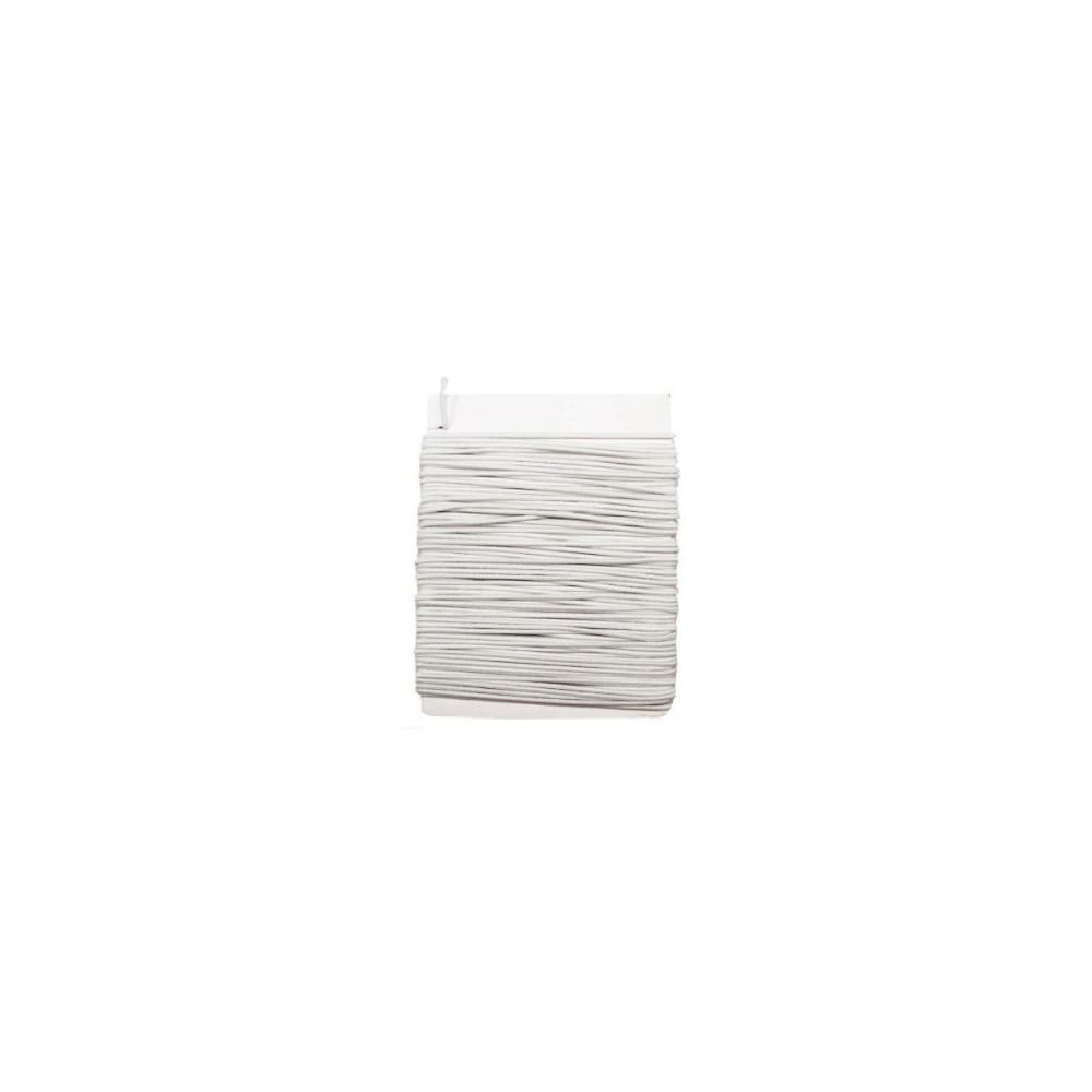 Fil élastique fin blanc - 70% viscose - 1mm - Carte de 10 mètres NSFP