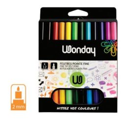 Feutre Couleur WONDAY - Lavable - Fin - 12 COULEURS //