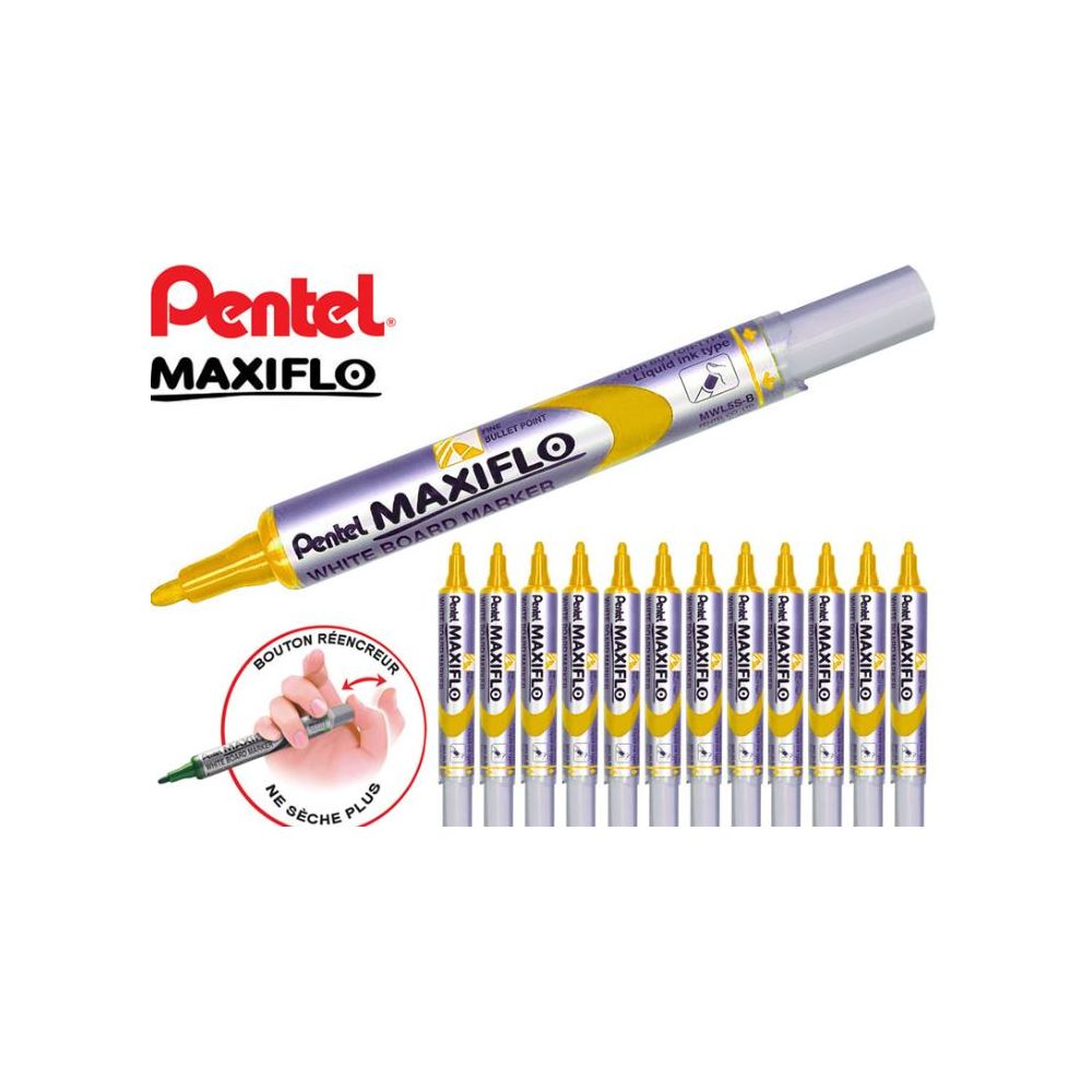 Marqueur effaç. PENTEL MAXIFLO MWL5S-G - Ogive 1.2mm - JAUNE  - Z