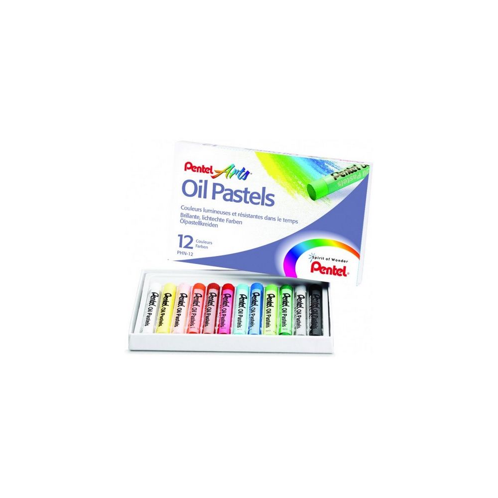 Pastels à l huile scolaire PENTEL - Diamètre 8mm - Boîte de 12