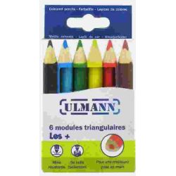 Crayon Couleur ULMANN triangulaire (Mini 9 cm) -  6 couleurs - Z