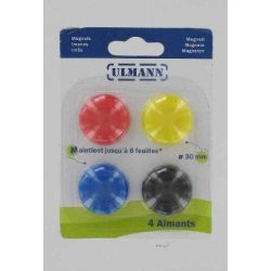 Aimants de diamètre 30mm ULMANN - Assortis (Blister de 4) - Z