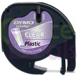 Ruban DYMO LETRATAG - 12mm Noir/Transpar.  titreuse - 12267 (4m) //