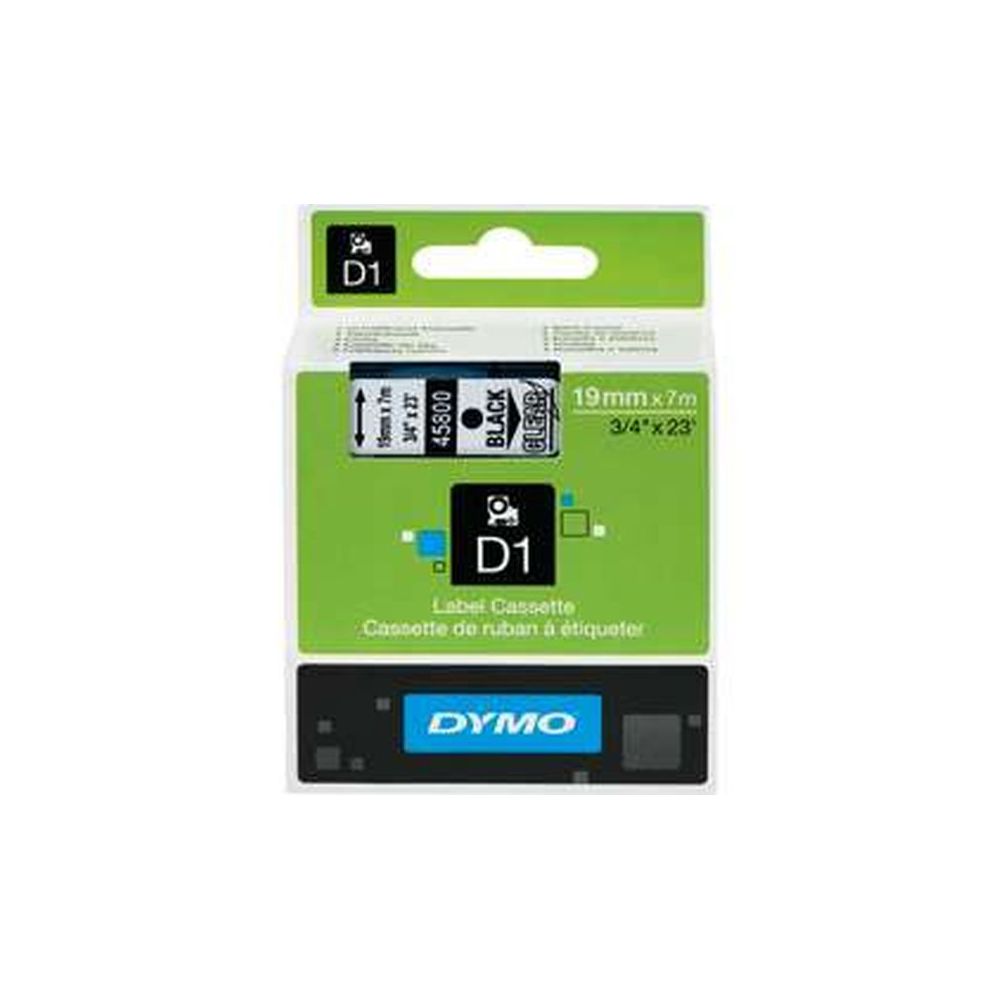 Ruban DYMO D1 - 19mm Noir/transparent pour titreuse - 45800 (7 m) //